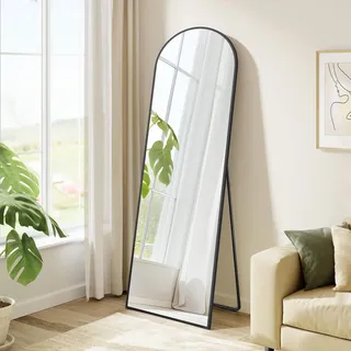 Songmics Bogenförmiger Standspiegel 150 x 40 cm Tintenschwarz