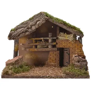 Decoris Haus Mit Led Und Moos 30x21x17 Cm - Orange / Green - One Size