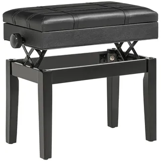 Homcom Klavierbank Holz Schwarz 63 x 35 x 46-56 cm