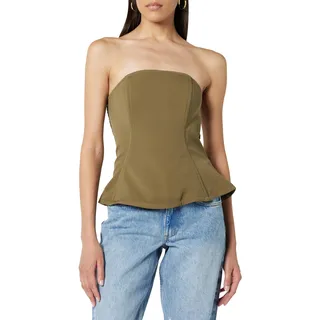 The Drop Alejandra Strapless Corset Crop Top, Capers Olive, S