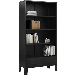 vidaXL Bücherregal Industriell Schwarz 90 x 40 x 180 cm Stahl