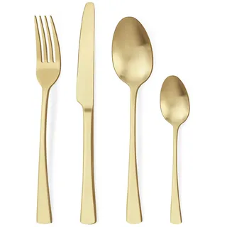 Bestdin Besteck Set 6 Personen, 24 teilig Edelstahl Besteck-Set Champagner Gold Matt, Messer und Gabeln Set für Zuhause/Party/Restaurant,geeignet für Hochzeit/Festival, spülmaschinenfest