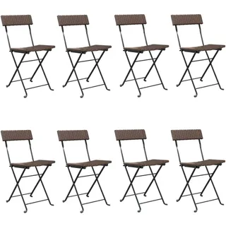 vidaXL Bistrostühle 8 Stk. Klappbar Braun Poly Rattan und Stahl - Braun