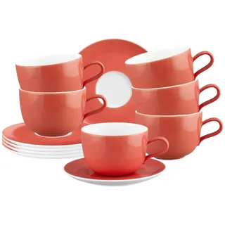 Seltmann Weiden Tasse »Milchkaffeetassen mit Untertassen Liberty Pure Colors 380 ml 6er Set«, rot