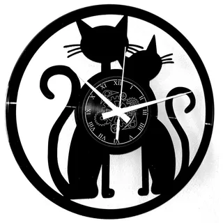 Instant Karma Clocks Wanduhr Katzenpaar 0,00 Romantische Katzen Silhouette