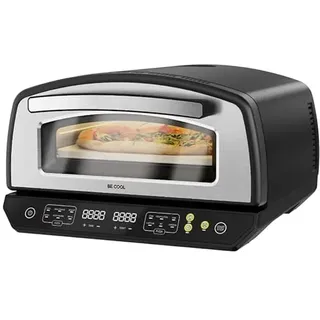 Be Cool Multifunktions Pizzaofen mit Pizzastein 33 cm – 2000W | 450°C neapolitanische Pizza | 6 Programme, 4 Funktionen, Touchdisplay, LED, Ober-/Unterhitze, Backen, Grillen, Braten