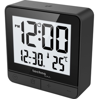 Technoline WT375 Kleiner, digitaler Funkwecker, Display mit E-Reader-Effekt, Alarm-Clock, ca 6cm, schwarz