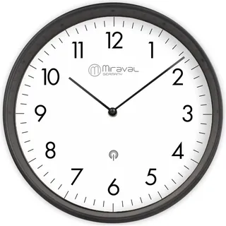Miraval Design Funk-Wanduhr mit Kunststoffgehäuse 250 mm geräuschlos - 4-MV1624-1 - Schwarz