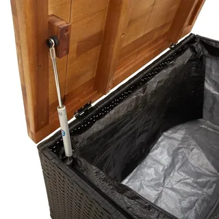 vidaXL Garten-Auflagenbox Schwarz 80x40x48 cm Poly Rattan Akazienholz