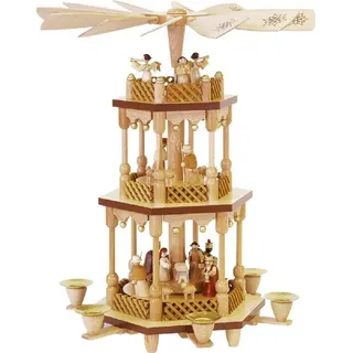 Richard Glässer GmbH Seiffen Weihnachtspyramide Erzgebirge Richard Glässer Seiffen Weihnachtspyramide Christi Geburt 2-stöckig Natur, 13721