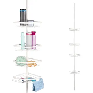 bremermann Teleskop-Eckregal, weiß, Metall , Weiß , 22.5x290x22.5 cm , Badezimmer, Baden & Duschen, Duschregale & Duschablagen