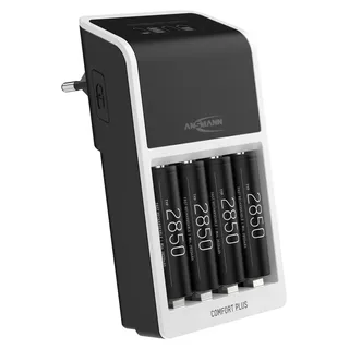 Ansmann Akku Ladegerät für AAA AA 9V NiMH NICD Akkus + 4x AA 280mAh Akkus - Weiß