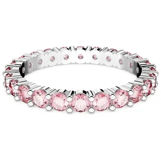 Swarovski Matrix Ring, Rhodinierter Damenschmuck mit Rosa-violetten, Strahlenden Kristallen