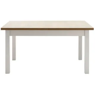 furn.design Esstisch "Seyne" in weiß Pinie und Eiche hell Landhaus Küchentisch ausziehbar - Weiß/Naturbelassen