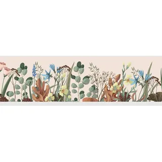 AG Design Selbstklebende Bordüre Blumen, AWB 8256 | Wasserfest Dekoration für Wände, Möbel, Tapeten, Wandverkleidungen und Türen, Folie, Mehrfarbig | Breite 500 cm x Höhe 13.8 cm