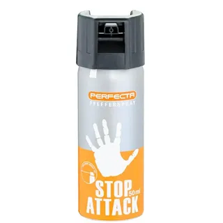 Perfecta Pfefferspray Stop Attack, Tierabwehrspray 50 ml, Abwehrspray ideal zur Selbstverteidigung, 5 m Sprühweite