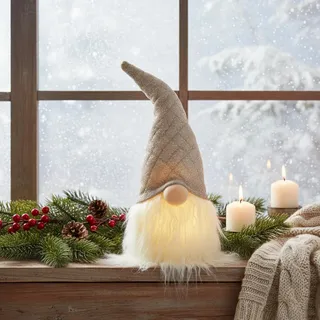 com-four® Premium Weihnachts-Wichtel mit LED als Weihnachtsdeko - skandinavischer Zwerg mit warmweißem LED-Licht - beleuchteter Deko-Gnom - Kobold [Auswahl variiert] (1 Stück Wichtel - 30cm)