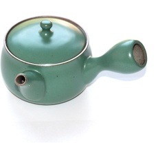 Traditionelle japanische Kyusu Teekanne aus emailliertem Ton, Grün • Eingebauter Filter • Fassungsvermögen 320 ml • Tea Soul