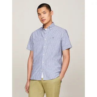 Tommy Hilfiger Kurzarmhemd »W-CO/LI CLASSIC STP RF SHIRT«, fein gestreift, blau