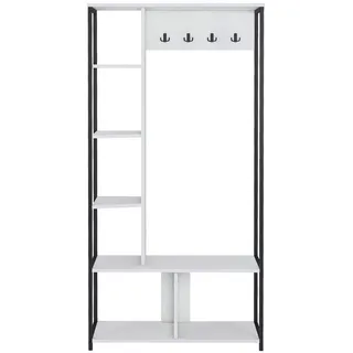 Mobili Rebecca Garderobe Weiß 35/90/182 cm , Holzwerkstoff , 90x182x35 cm , Garderobe, Garderoben-Sets & Garderoben-Serien, Garderoben-Sets