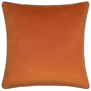 furn. Meridian Kissen mit Federfüllung – Luxuriöses Dekokissen aus Samt mit Kontrastpaspelierung (Kürbis/Mokka – 45x45cm)