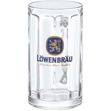 Zum Franziskaner Löwenbräu | Das Original | Glaskrug 0,5 Liter | mit Henkel | im Set aus 6 Stück