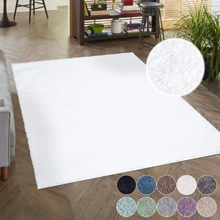 Carpet City City Shaggy Hochflorteppich 60 x 110 cm Weiß