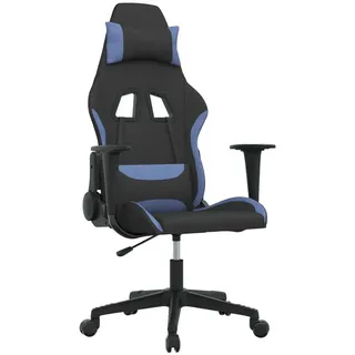 vidaXL Gaming-Stuhl mit Massagefunktion Schwarz und Blau Stoff - Blau