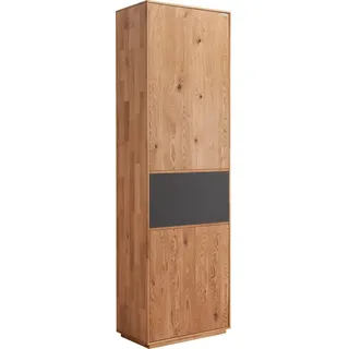 Waldwelt Garderobenschrank , Anthrazit, Eichefarben , Holz, Glas , Eiche , massiv , 1 Fächer , 60x205x38 cm , Beimöbel erhältlich, griffloses Öffnen , Garderobe, Garderobenschränke, Garderobenschränke