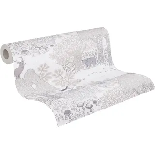 ascreation A.S. Création Kinderzimmer-Tapete Lilly & Luis - Strapazierfähige Vliestapete Waldtiere 10,05 m x 0,53 m Braun-Creme FSC®