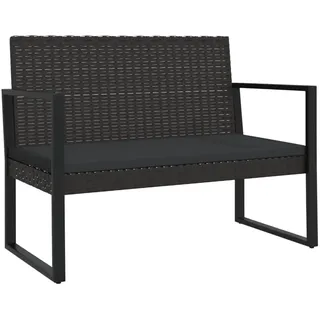 vidaXL Gartenbank mit Kissen Schwarz 106 cm Poly Rattan