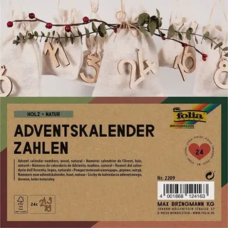 Folia Adventskalender-Holzzahlen natur