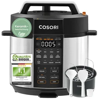 COSORI Schnellkochtopf, Keramikbeschichtung, 9-in-1, Multikocher mit 14 Funktionen, Pressure Cooker 5,7 L, Reiskocher, Dampfgarer, Joghurtbereiter, Slow cooker und Sous Vide, Rezeptbuch, Edelstahl