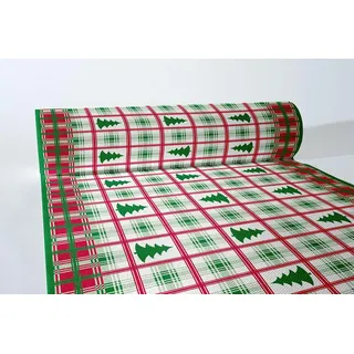 Sovie HORECA Tischläufer Klaus in Rot-Grün aus Airlaid, Weihnachtstischläufer Einweg stoffähnlich, ideal für Winterfeiern, Advent & Weihnachten, 40cm x 24m, 1 Stück