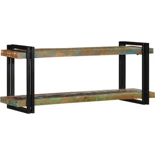 Wandregal Mehrfarbig Altholz Massivholz - Grau