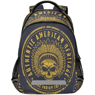 Segeltuch Polyester Totenkopf Estampas Gelb Rucksack Casual Daypack Tasche Reise College Schule Büchertasche für Männer Frauen Kinder Kinder, Totenkopf Estampas gelb 1, Größe L