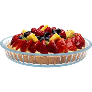 Riess Kelomat Tortenbodenform aus Simax Borosilikatglas in der Farbe Transparent, Maße: 28cm x 28cm x 4cm, 3756-115