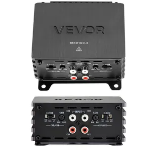VEVOR Autoverstärker 4-Kanal, Endstufe Klasse D Überbrückbar, Max. 4 x 110 W an 4 Ohm / 4 x 160 W an 2 Ohm, Hochleistungsverstärker für SUVs Pickups Geländewagen Mehrkanal-Audioverstärker