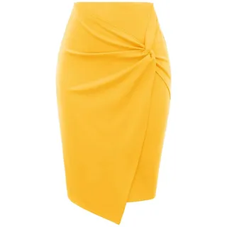 WQZYY&ASDCD Bleistiftrock Sommer Röcke Frauen Kleidung Einfarbig Asymmetrisch Wrap Front Stretch Bodycon Bleistiftrock Schlankes Knie Büro Dame