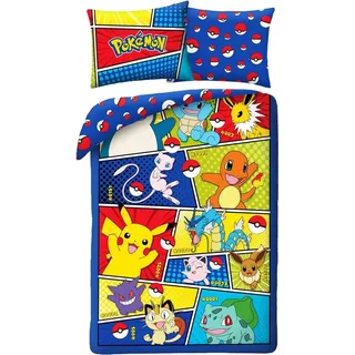 HALANTEX Leinen inklusive Pokémon Comics Baumwolle, 140/200, 70/90 cm