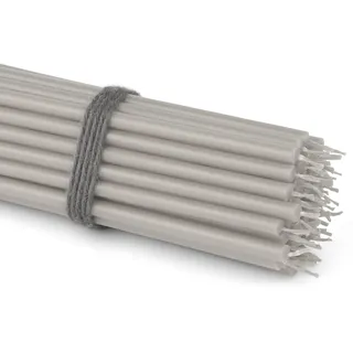 NKlaus 50x graue Stabkerzen aus Paraffin, dünn, 16 cm | Die grauen Paraffinkerzen sind rußfrei und tropffrei und haben eine lange Brenndauer