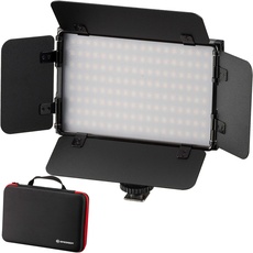 Bild Fotostudio PT Pro 15B-II Bi-Color LED Videoleuchte mit Lichtklappen, Akku und Tasche