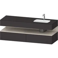 Duravit Qatego Einbauwaschtisch mit Konsolenwaschtischunterbau, 1600x550x600mm, Nische Taupe Matt, Becken rechts, QA4796091, Farbe: Graphit Supermatt/mit Nischenbeleuchtung