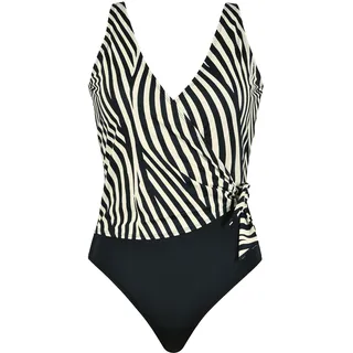 Badeanzug NATURANA "Riviera", Damen, Gr. 42, Cup E, schwarz, weiß, Obermaterial: 82% Polyamid, 18% Elasthan. Futter: 86% Polyamid, 14% Elasthan. Miedereinsatz: 82% Polyamid, 18% Elasthan, gemustert, Badeanzüge Badeanzug, Zebra-Print, V-Ausschnitt, bequem, modisch, gemustert
