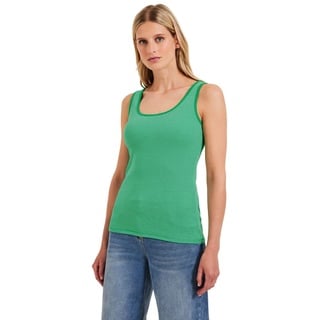 Cecil Damen Style Linda Basic Top Baumwolle, Fresh Green Gestreift, S