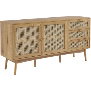 BAÏTA Anrichte INES Eichenoptik und Rattangeflecht, Braun, 150 cm