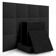 Rdutuok12 Stücke Akustikplatten,30 x 30 x 1 cm Hochdichte Akustik Panel Schallschutzpaneele für Tonstudio, Büro,Studio,Akustische Behandlung und Wanddekoration(Schwarz)