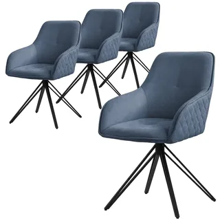 ML-Design Esszimmerstuhl Drehbar Webstoff Blau 4er Set
