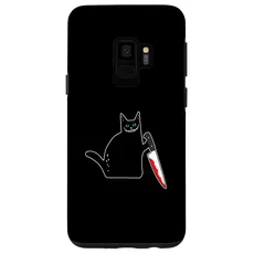 Hülle für Galaxy S9 Lustige schwarze Katze mit blutigem Messer Grinse Katze