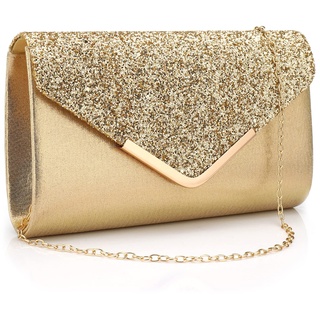 Milky Way Frauen Umschlag Clutch Tasche Pailletten Abend Handtasche Geldbörse mit abnehmbarem Kettenriemen Elegante Glitzer Schultertaschen Hochzeit Braut Abschlussball Party Abendtasche gold One size